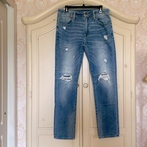 American Eagle Ne(x)t Level AirFlex  Slim Jeans Light Denim Distressed Siz…